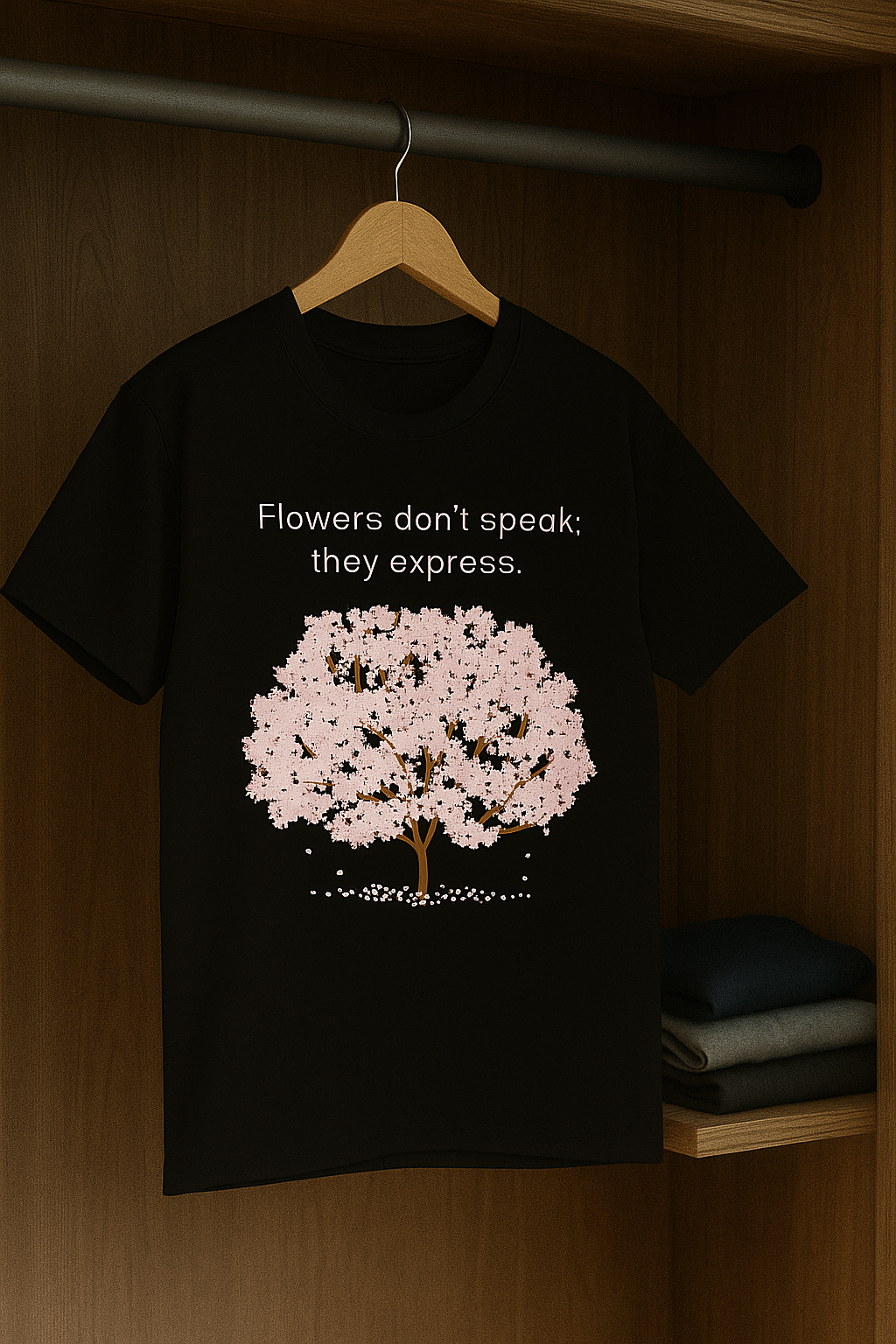 "Flowers Don’t Speak" Cherry Blossom Graphic Tee – Luxe Harbour
