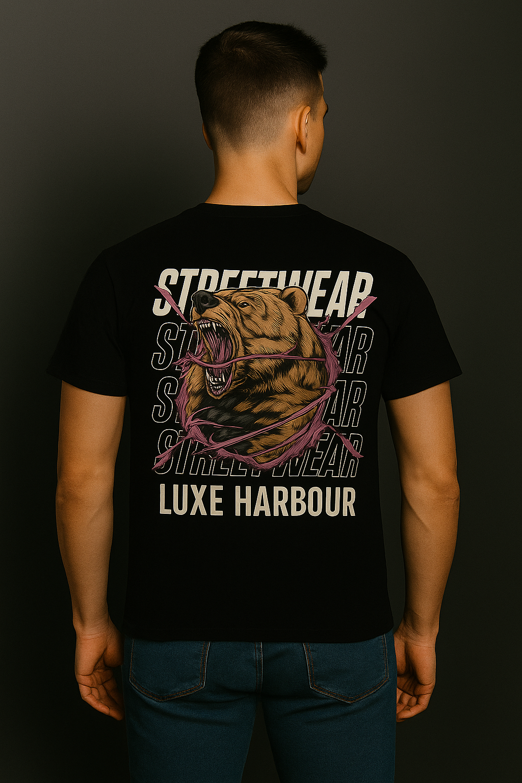 Fierce Streetwear Luxe Harbour T-Shirt – Roaring Bear Edition