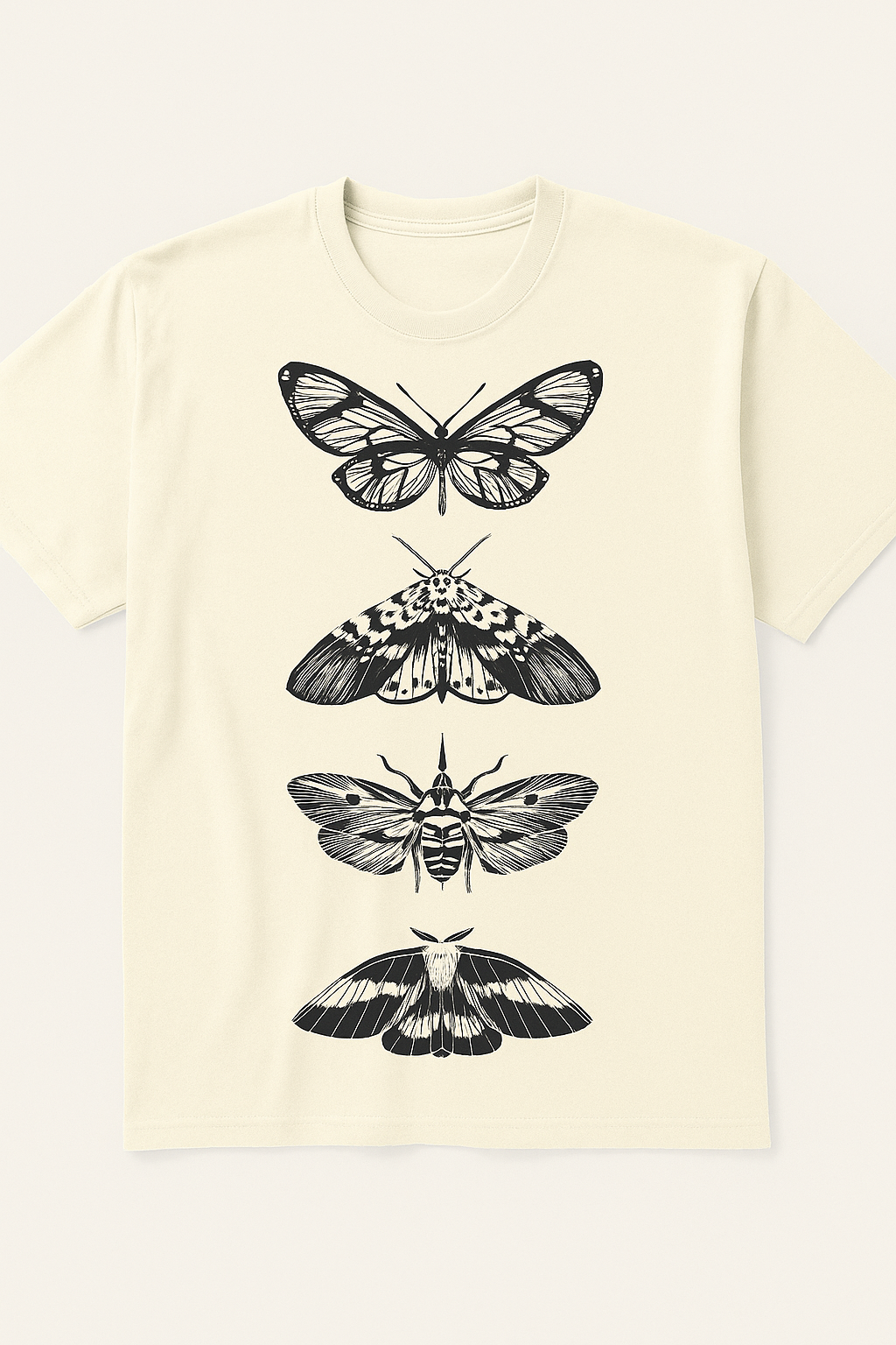 "Butterfly Evolution" Minimalist Beige T-Shirt