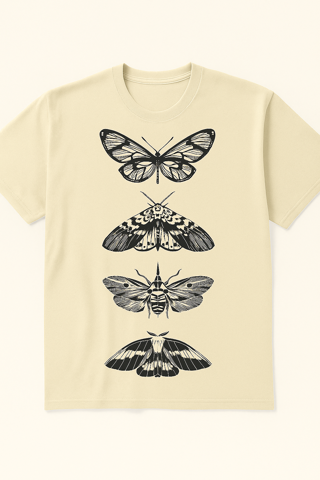 "Butterfly Evolution" Minimalist Beige T-Shirt