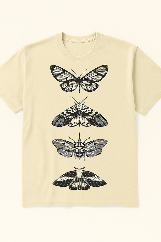 "Butterfly Evolution" Minimalist Beige T-Shirt