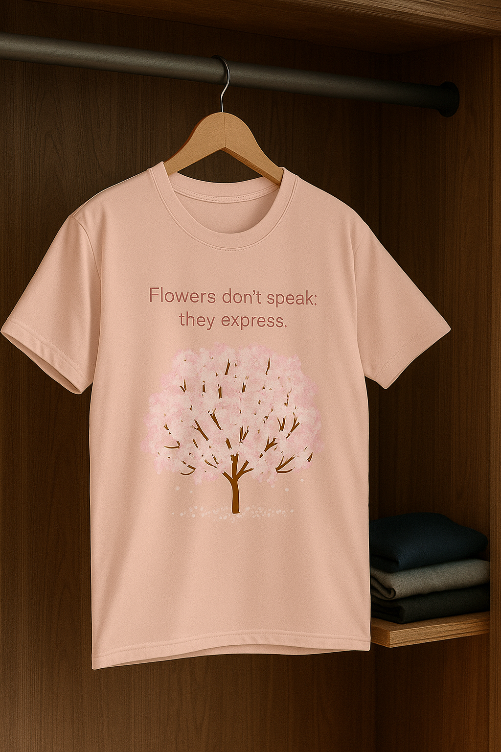 "Flowers Don’t Speak" Cherry Blossom Graphic Tee – Luxe Harbour